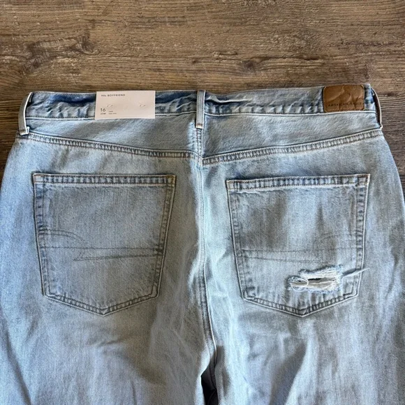American Eagle Outfitters Light Blue Distressed Boyfriend Jeans 16T - Picture 6 of 7